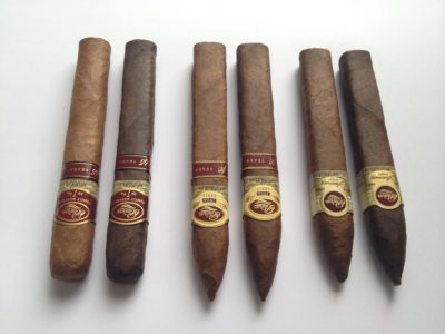 6 padron cigars on display